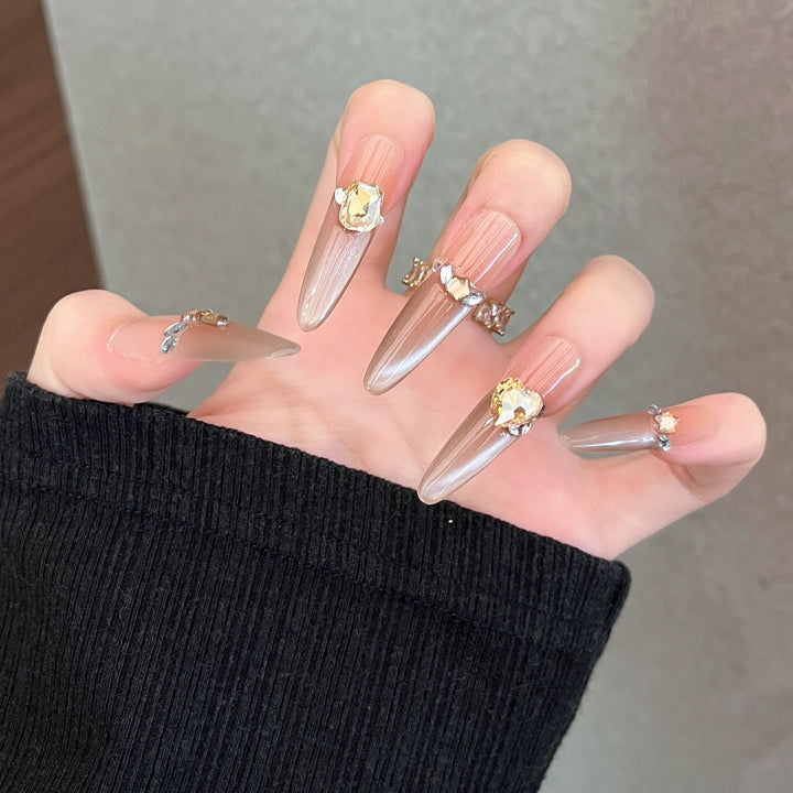 Elegant Almond-Shaped Press-On Nail Extensions Bowlift