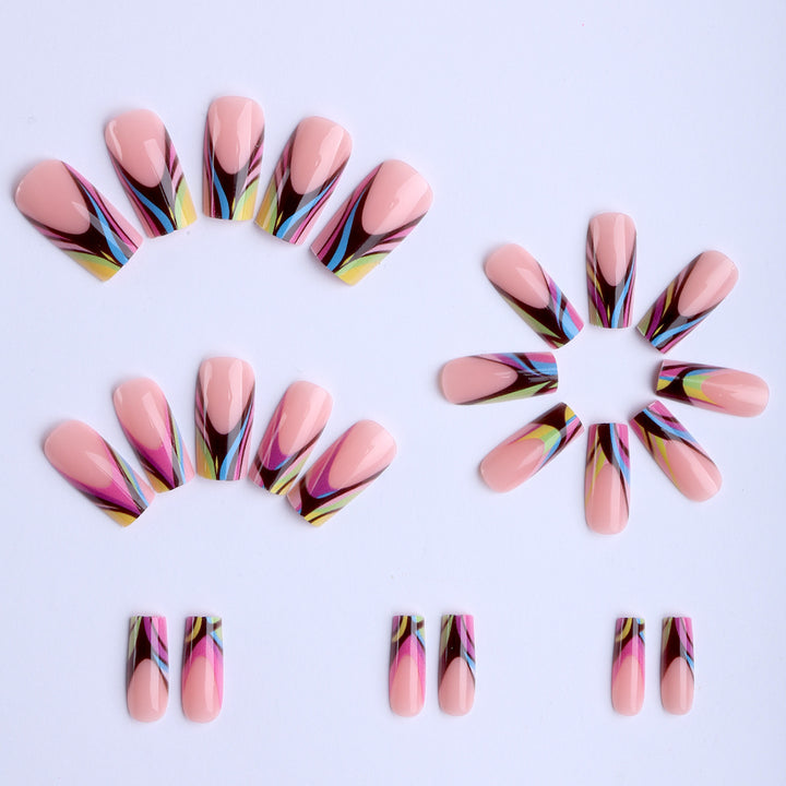 Artificial nails in modern design with colorful accents Bowlift