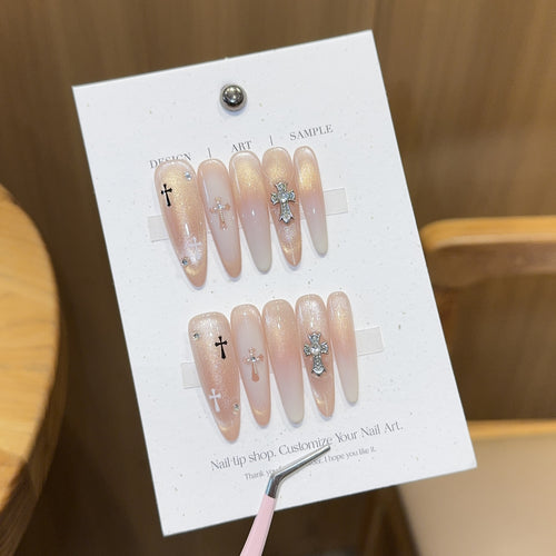 Artificial Nails in Elegant Cross Design Bowlift