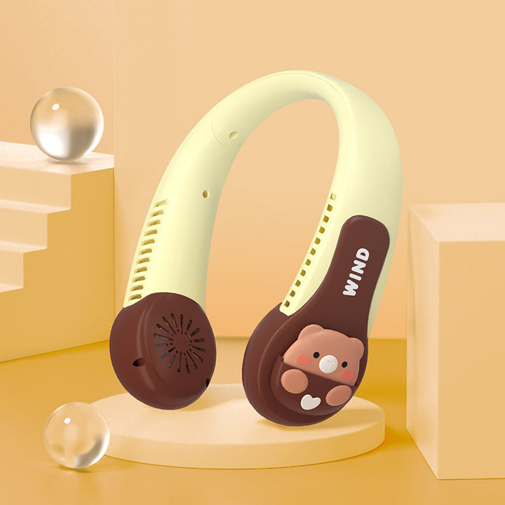 Women Portable Neck Fan with Cute Animal Design Bowlift