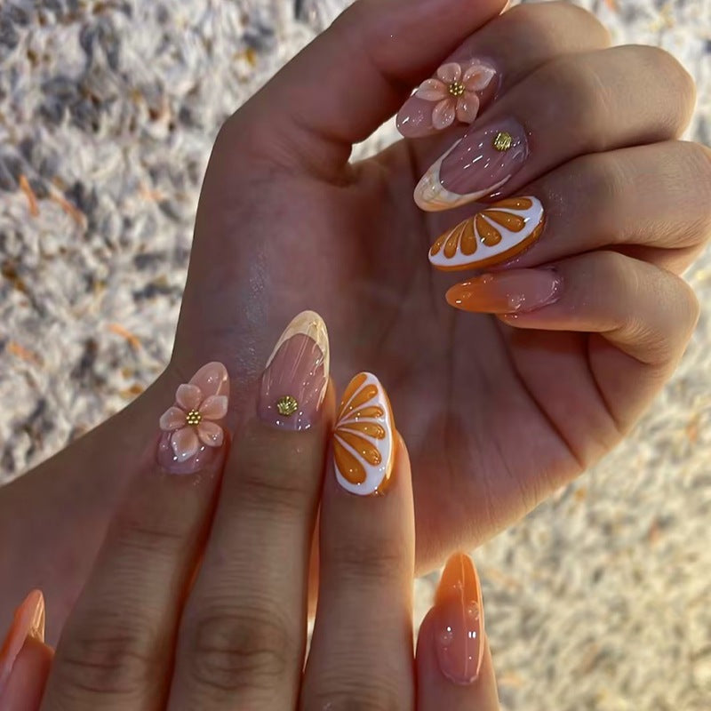 Creative nail set with floral and fruit decorations Bowlift