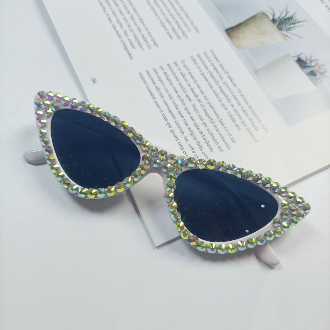 Women's Cat-Eye Sunglasses with Sparkling Crystal Trimming Bowlift