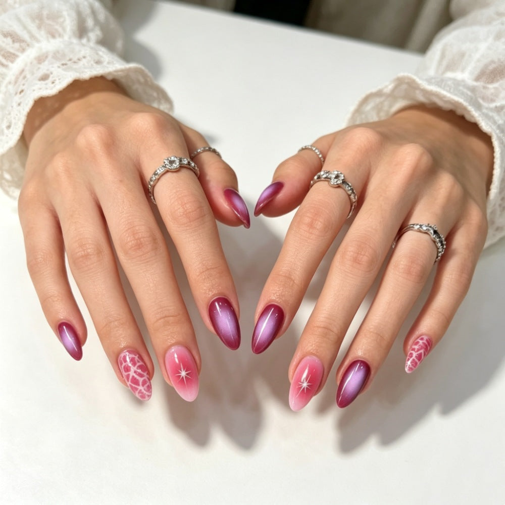 Elegant Press-On Nail Set with Ombre Design Bowlift