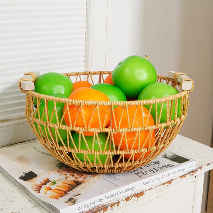 Ladies Decorative Storage Basket with Wooden Handles Bowlift