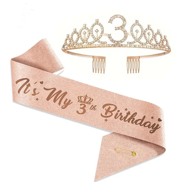 Women Glittering Tiaras with Festive Birthday Banner Bowlift