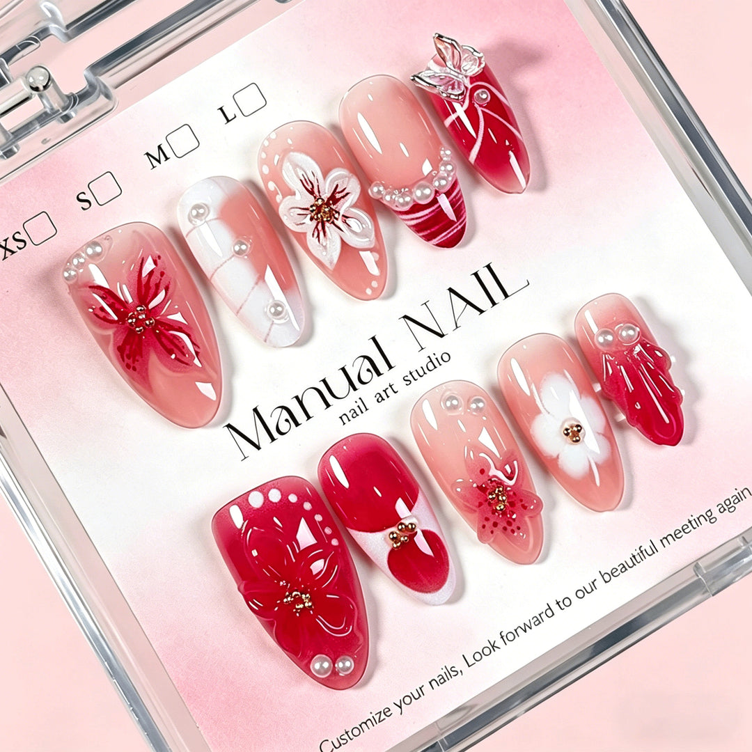 Decorative Floral Press-On Nail Art Collection Bowlift