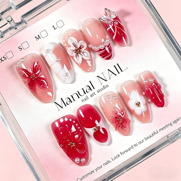 Decorative Floral Press-On Nail Art Collection Bowlift