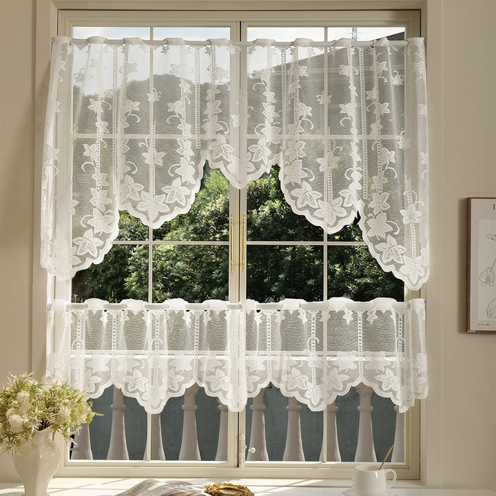 Elegant Floral Lace Window Curtain Set