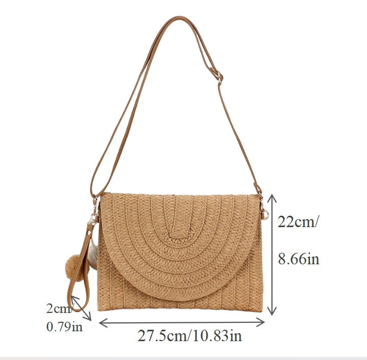 Braided shoulder bag with creative pom poms Bowlift