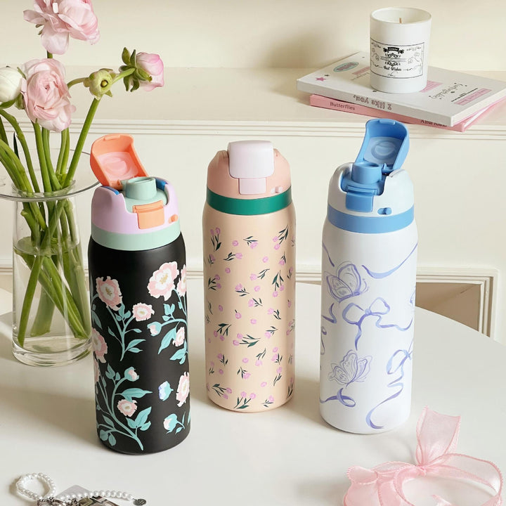 Ladies Insulated Water Bottle with Floral Design Bowlift