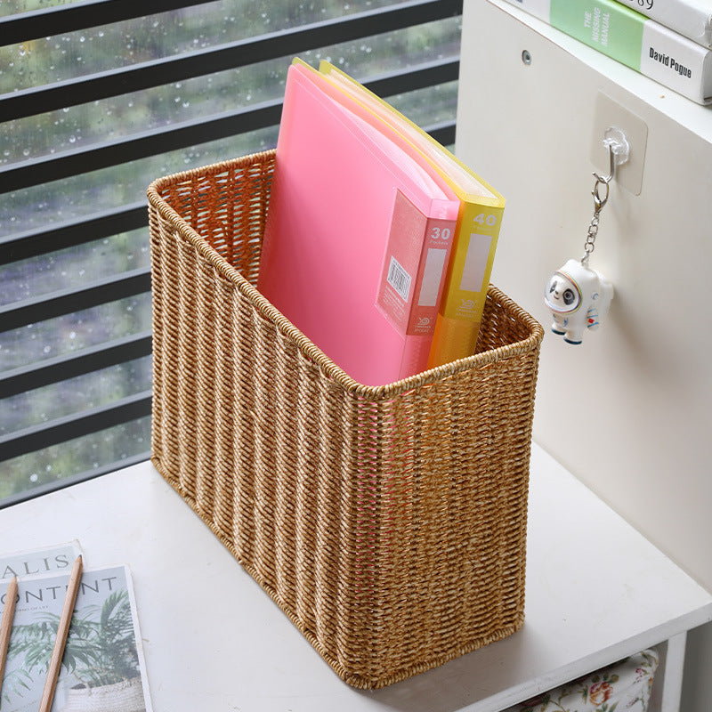 Rectangular Woven Storage Basket with Cut-Out Handles Bowlift