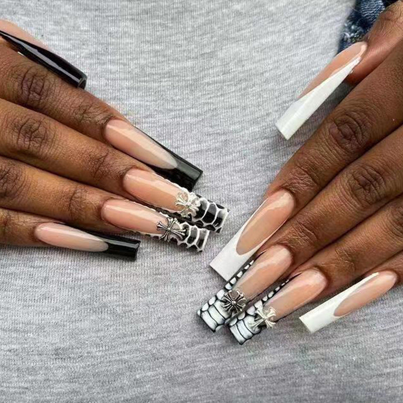 Artificial nail set with elegant 3D decorations and creative designs Bowlift