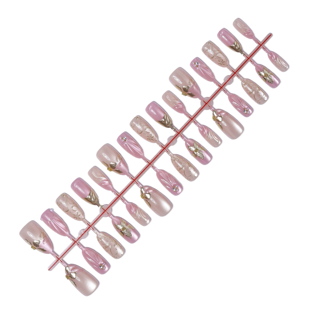 Elegant artificial nail set with floral decorations Bowlift