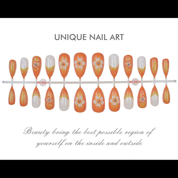 Floral-Decorated Press-On Nail Set Bowlift
