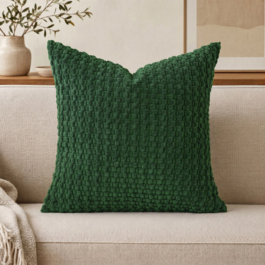 Textured chenille throw pillow with raised bobble weave Bowlift