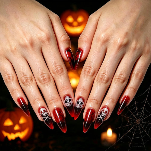 Artificial nail set with Halloween designs and elegant accents Bowlift