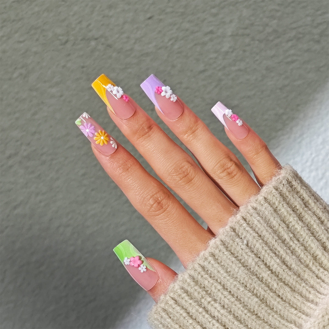 Floral Decorative Press-On Nails Bowlift