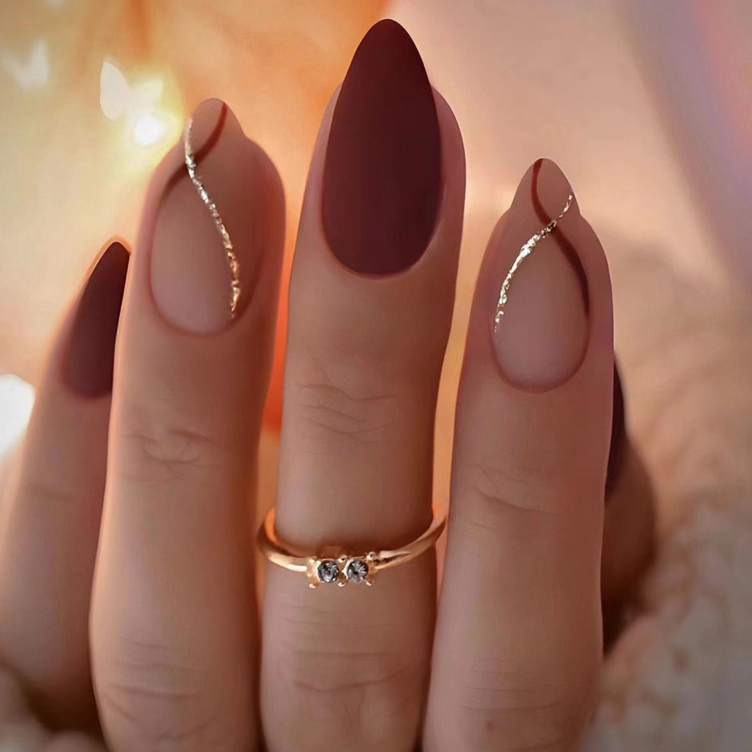 Elegant Matte Almond-Shaped Press-On Nails Bowlift