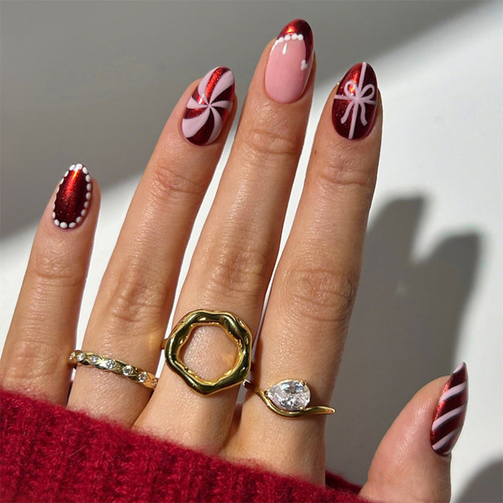 Festive Glittery Press-On Nails Set Bowlift