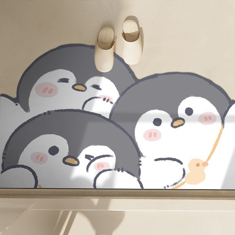 Cute Penguin-Themed Bath Mat Bowlift