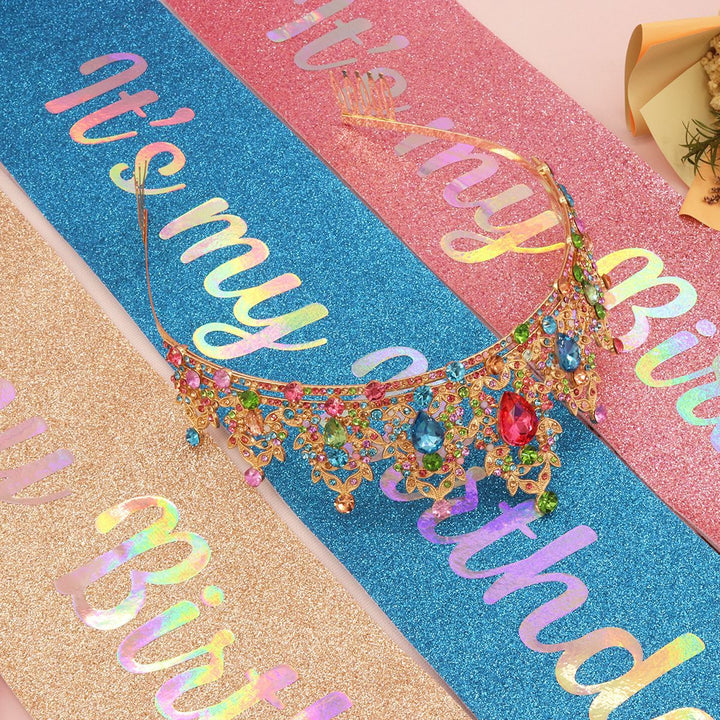 Ladies Festive Birthday Band with Glitter Design Bowlift