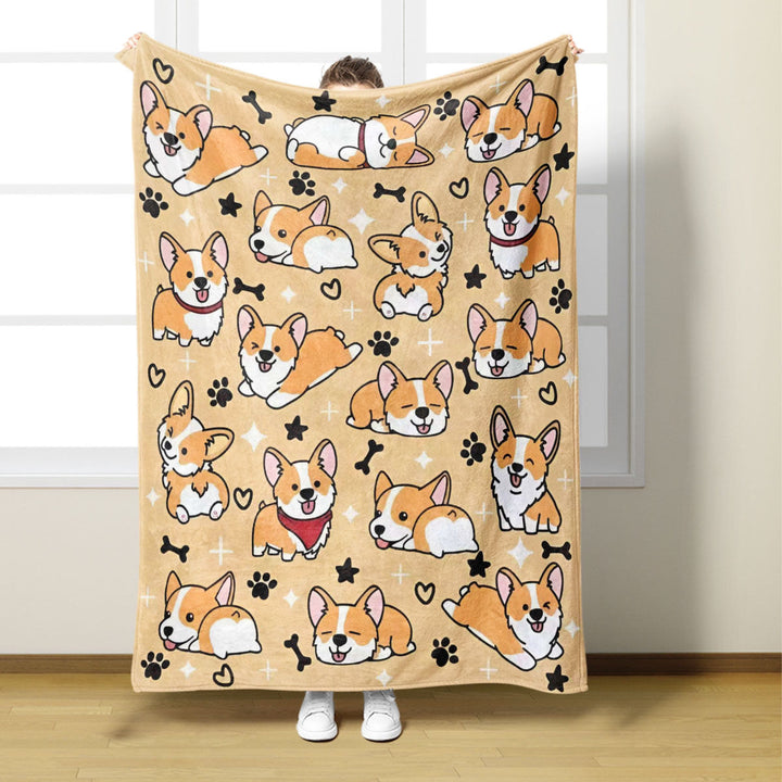 Cute Corgi-Themed Plush Blanket