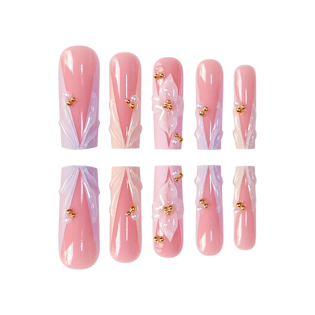 Floral Design Press-On Nails Bowlift