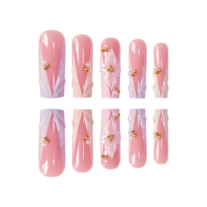 Floral Design Press-On Nails Bowlift
