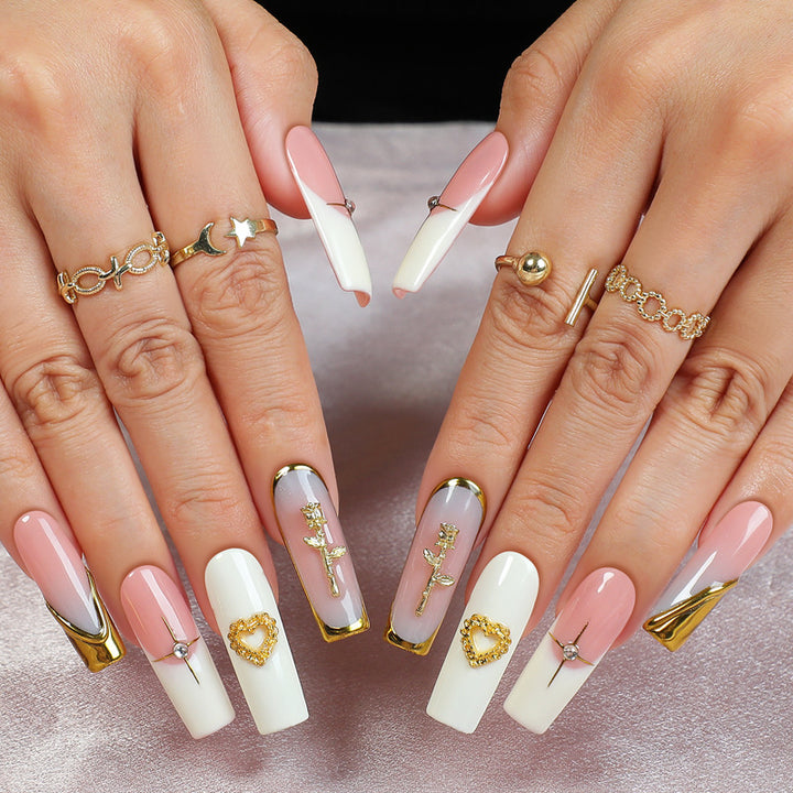 Acrylic nail set with glamorous decorations Bowlift