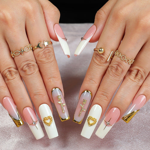 Acrylic nail set with glamorous decorations Bowlift