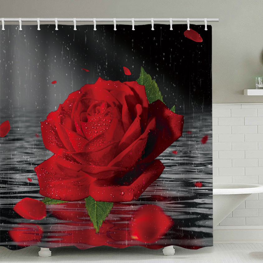 Romantic Floral Swan Shower Curtain Bowlift