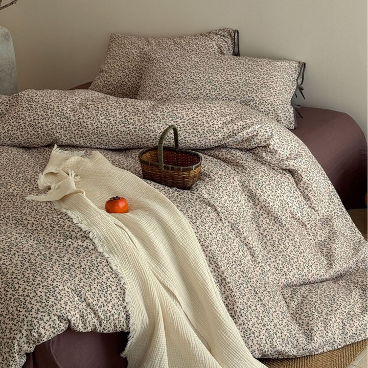 Cotton Percale Duvet Cover Set with Tie-Closure Shams
