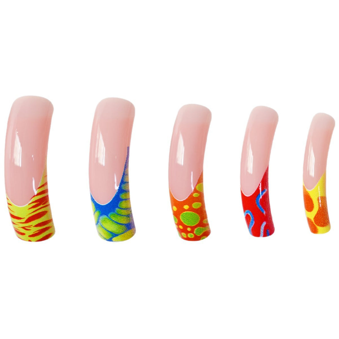 Colorful Artistic Long Nail Enhancements Bowlift
