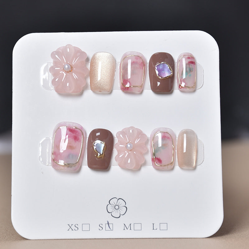 Artistic Gem-Accented Press-On Nail Extensions Bowlift