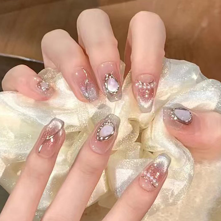 Elegant Stiletto Press-On Nail Set with Gem and Glitter Accents Bowlift