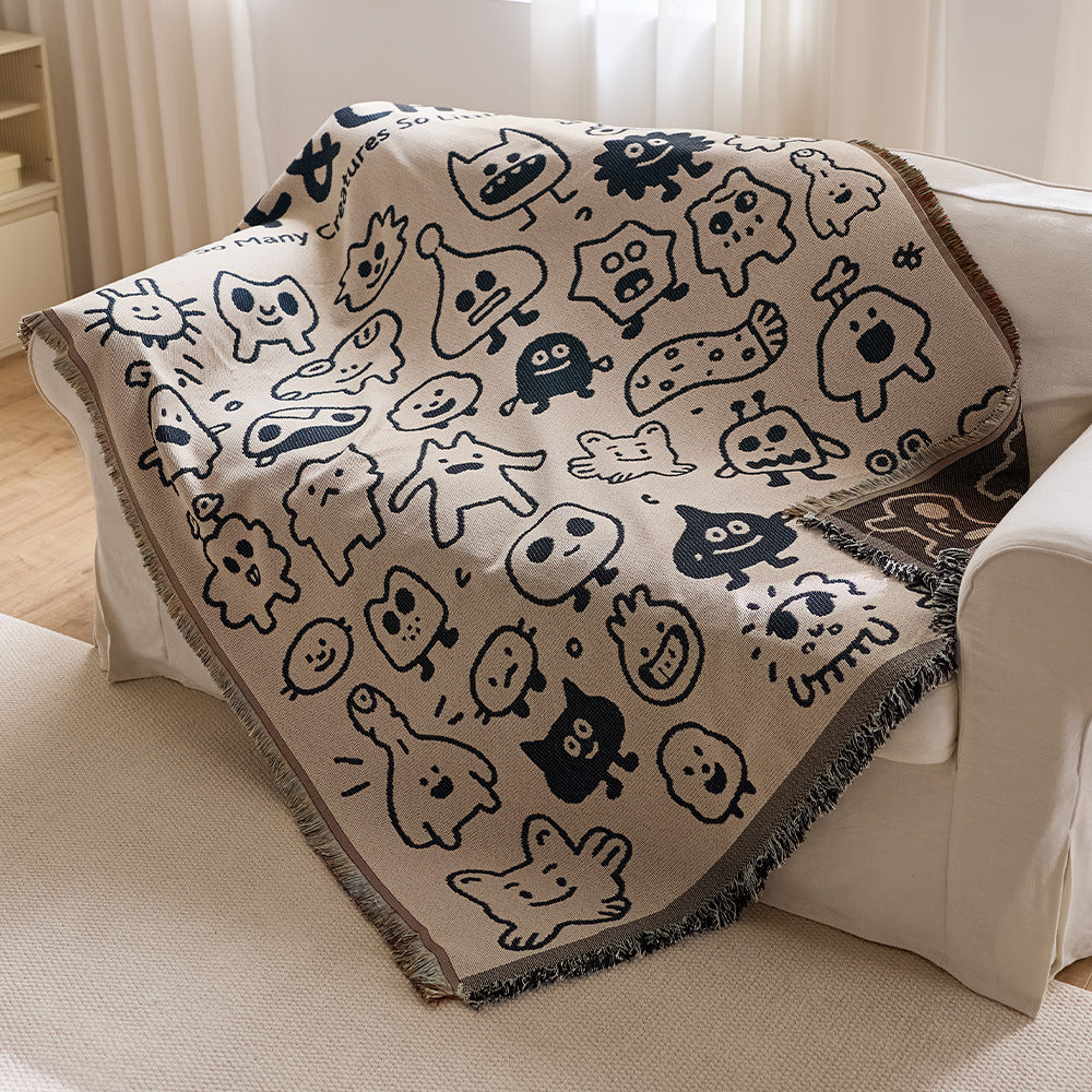 Playful Cartoon Character Throw Blanket
