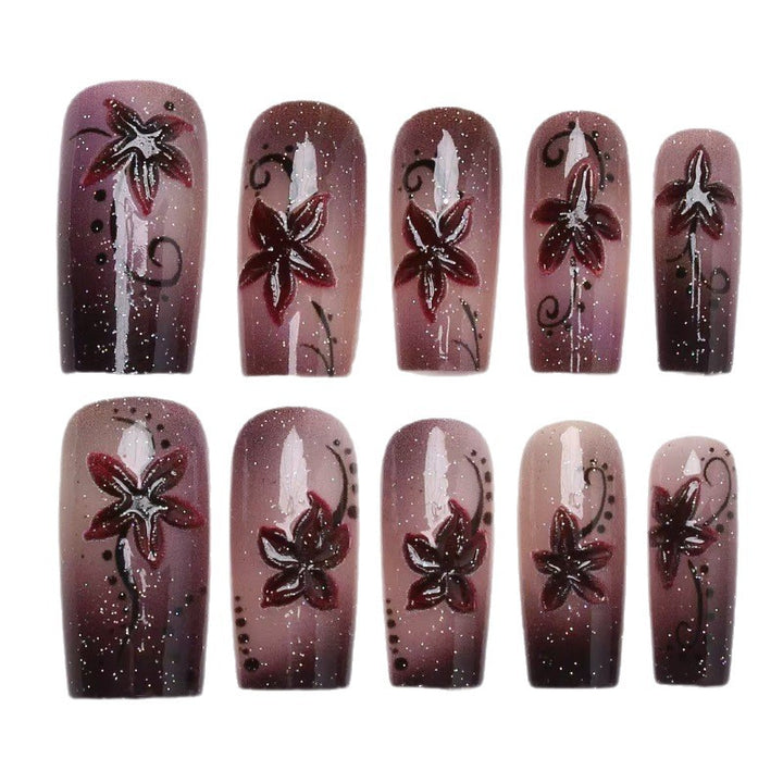 Artificial nails with floral accents Bowlift