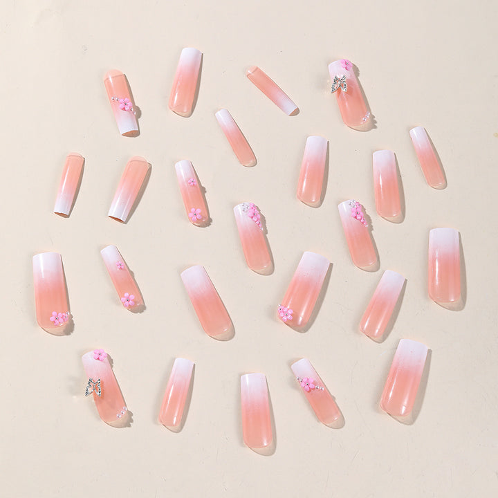 Floral Embellished Press-On Nail Art Bowlift