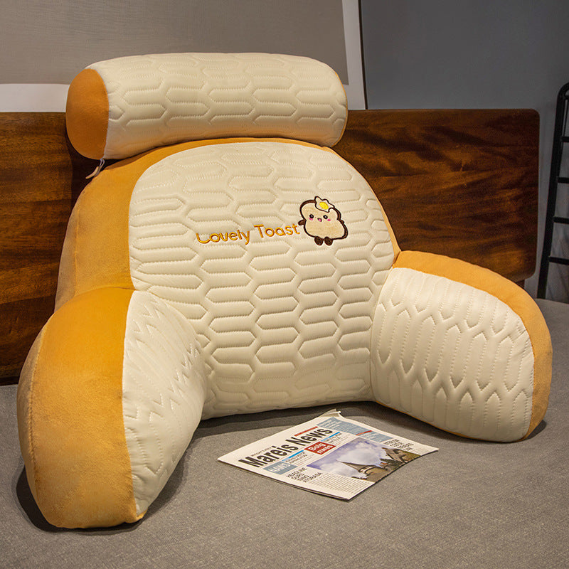 Plush back support pillow with toast design Bowlift