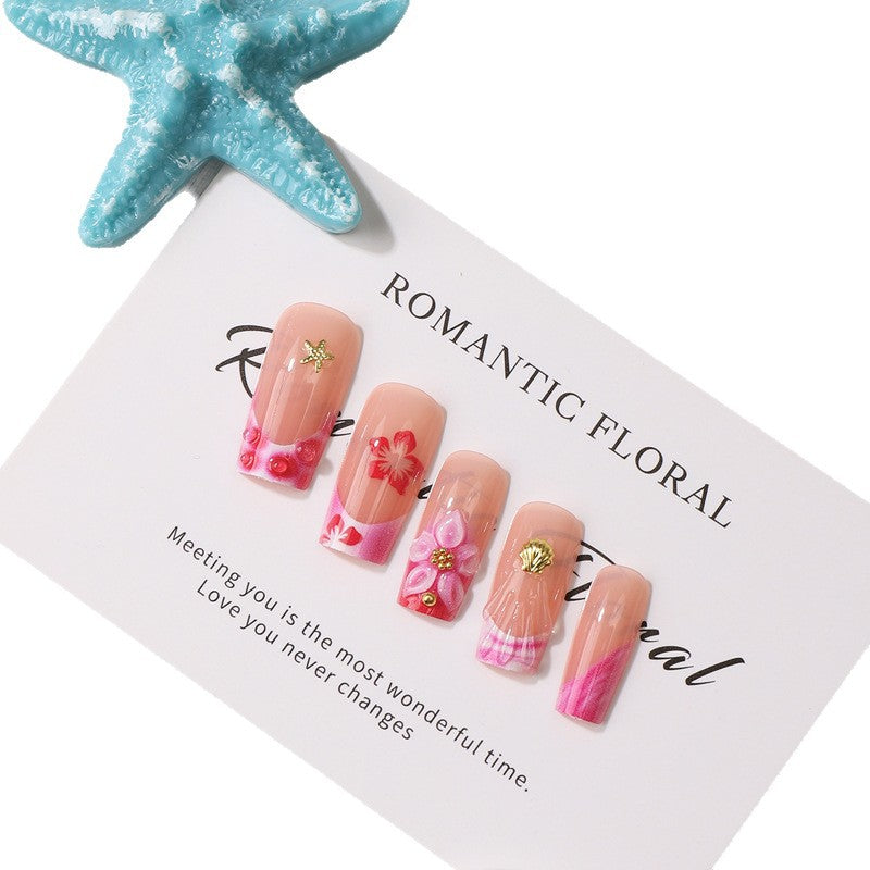 Romantic Floral Press-On Nail Design Bowlift
