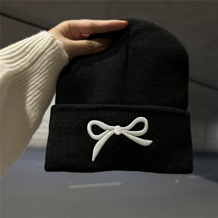 Elegant Bow Accent Knit Beanie