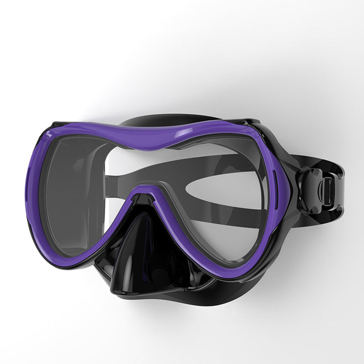 Diving mask with soft silicone edge and wide field of vision Bowlift