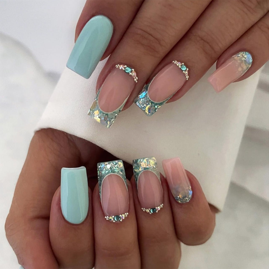 Sparkling nail art with creative rhinestone decorations Bowlift