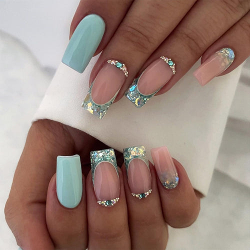 Sparkling nail art with creative rhinestone decorations Bowlift