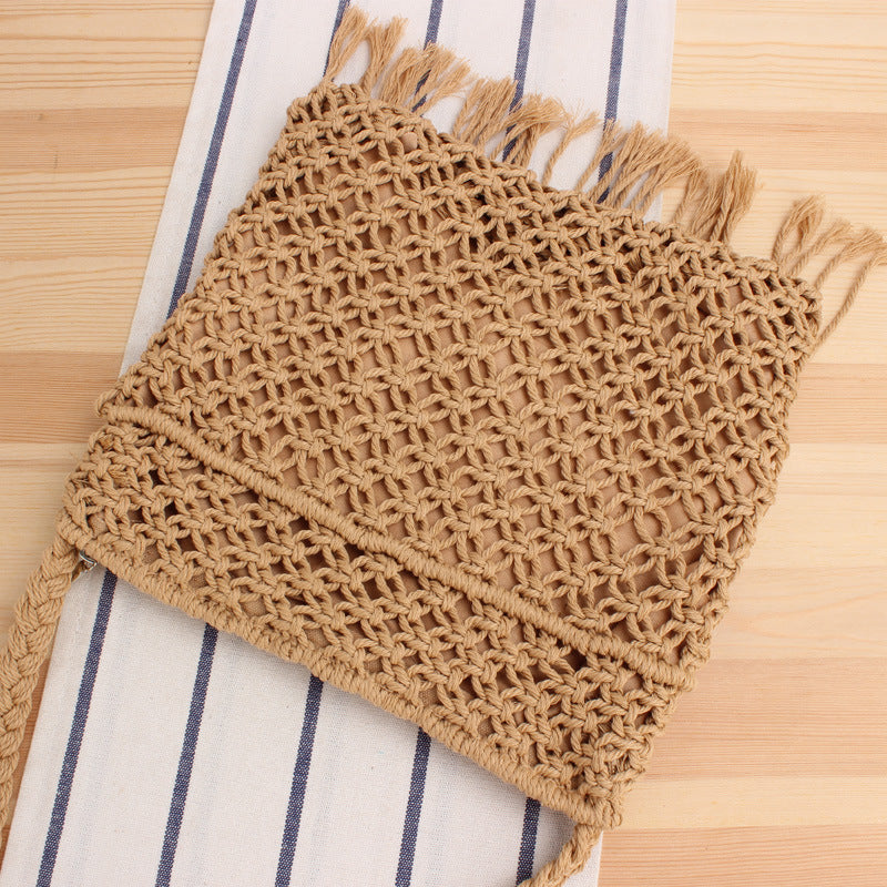 Handcrafted macrame shoulder bag with fringes Bowlift