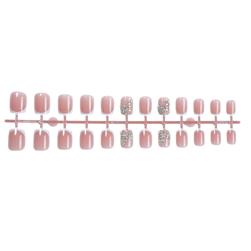 Decorative Press-On Nail Set with Butterfly and Gem Accents Bowlift
