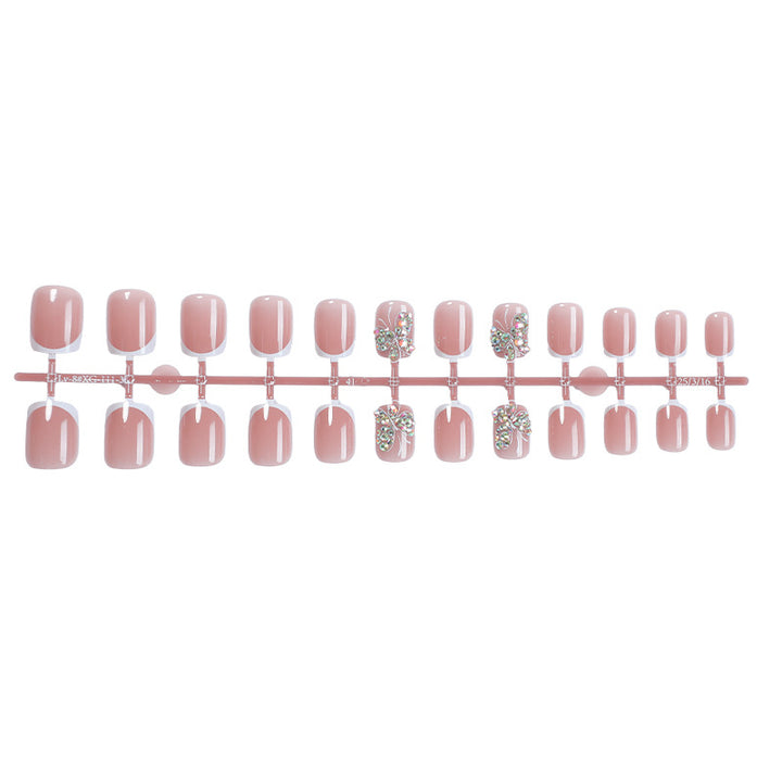 Decorative Press-On Nail Set with Butterfly and Gem Accents Bowlift