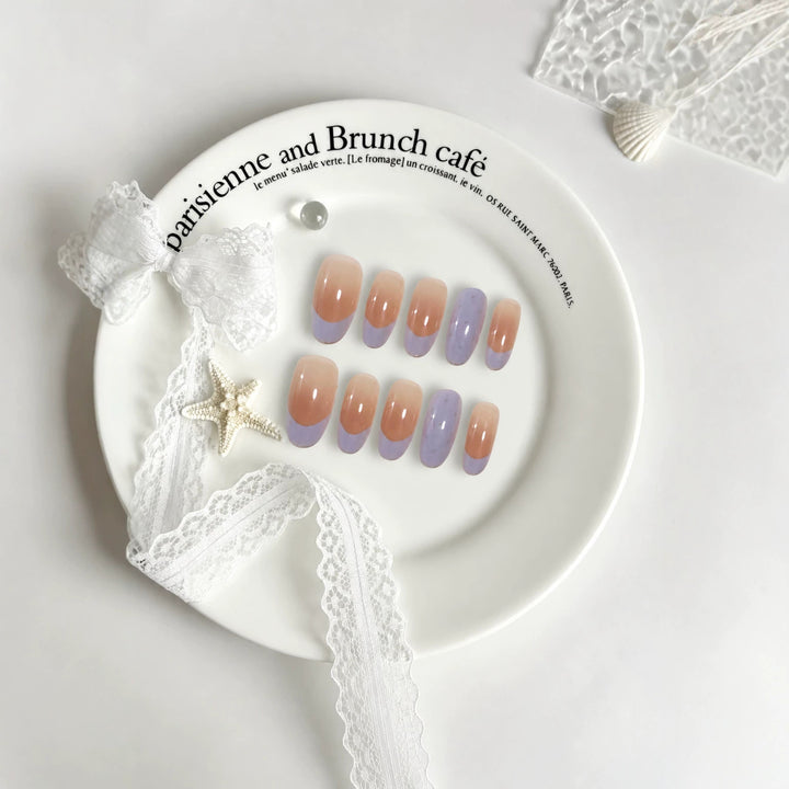 Elegant French Tip Press-On Nail Set Bowlift