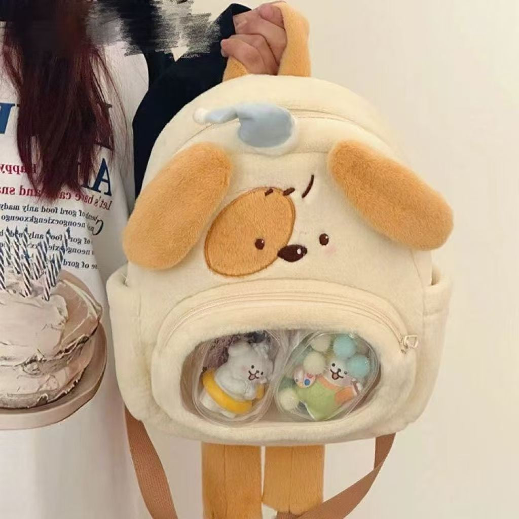 Plush backpack with cute dog design Bowlift