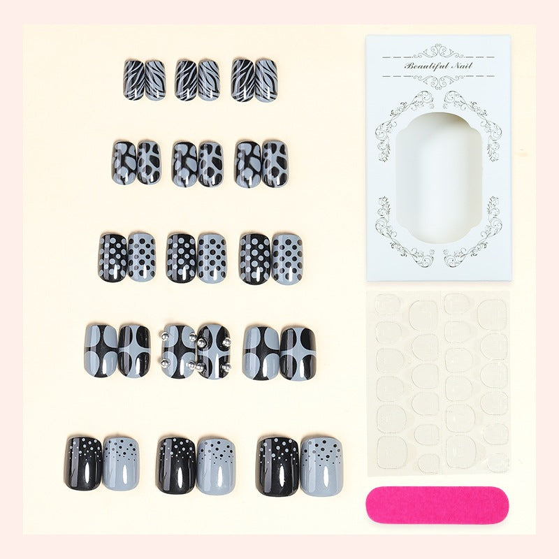 Fashionable geometric and dot pattern artificial nail set Bowlift